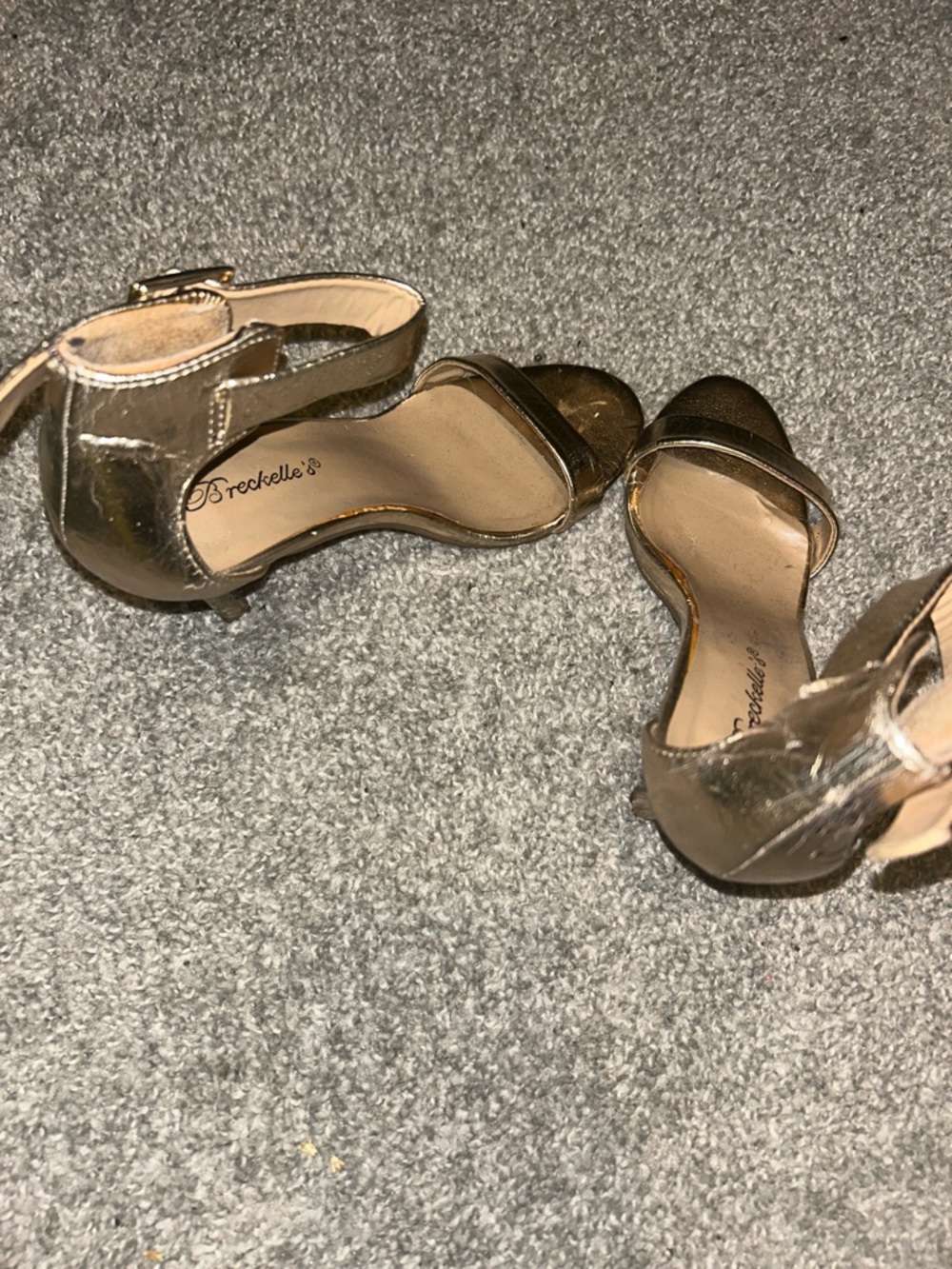 Breckelles Metallic Gold Open-Toe Ankle-Strap Heels